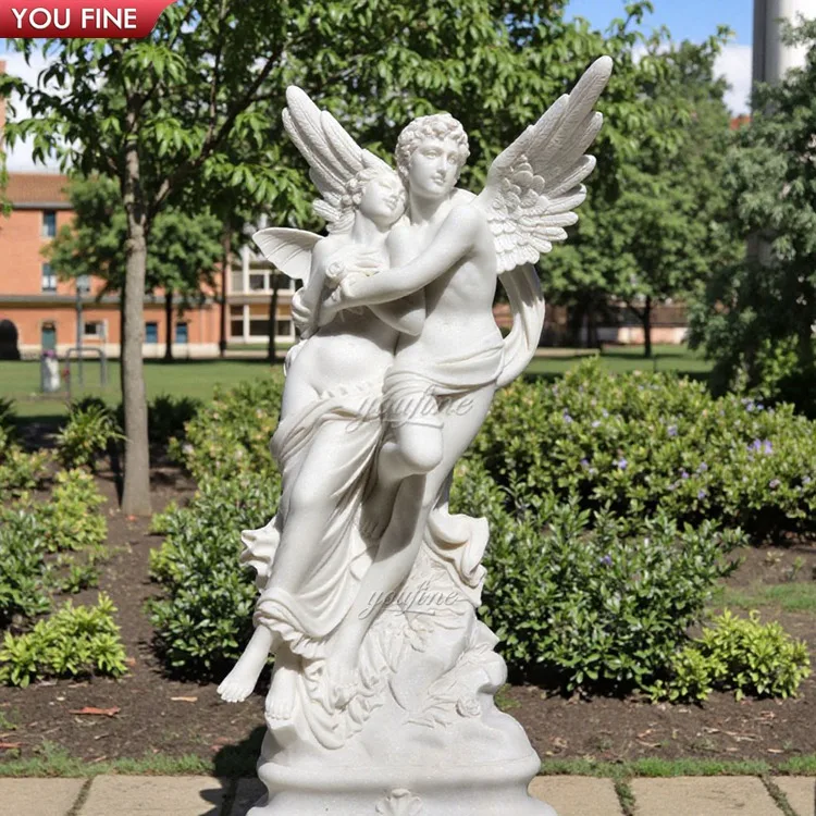 大理石人形 YOUFINE等身大神話の恋人たち白い大理石のキューピッドとサイケ彫刻