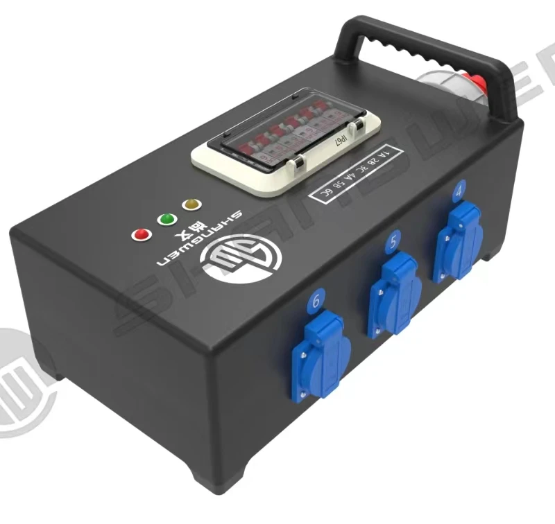 IP67 Portable Industrial Waterproof Power Distribution Box 32A ABS Distribution Box 6 Euro Plug ABS Electric Box
