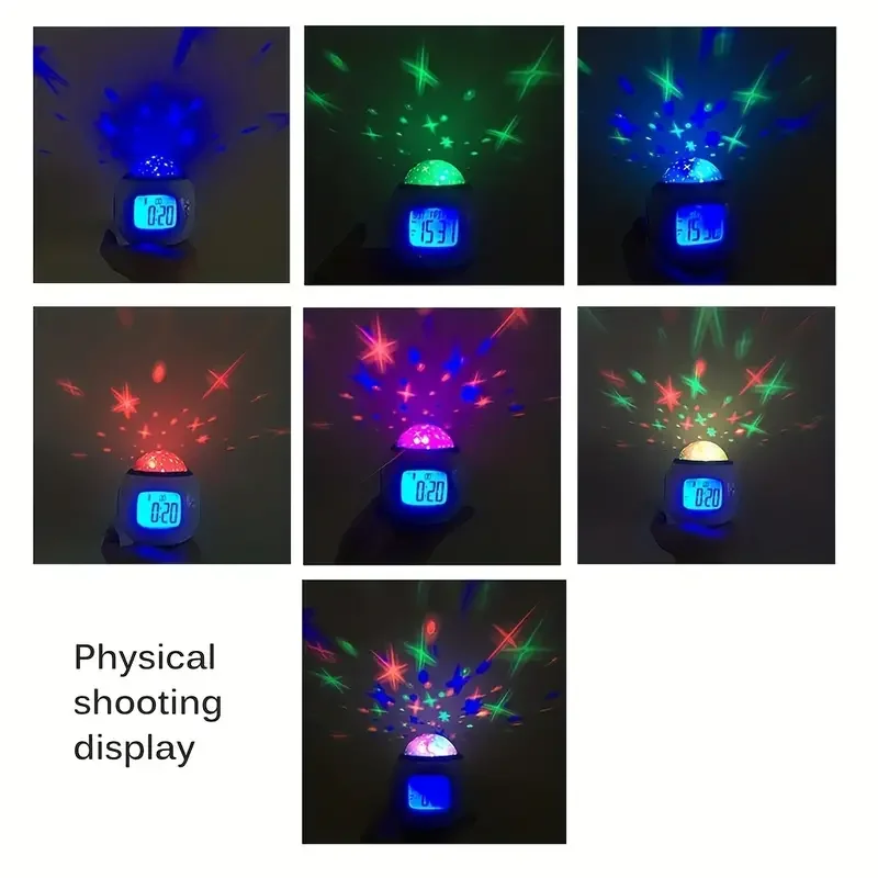 Romantic Natural Sound Music Starry Sky Student Children Mute Sleepy Electronic Projection Alarm Clock