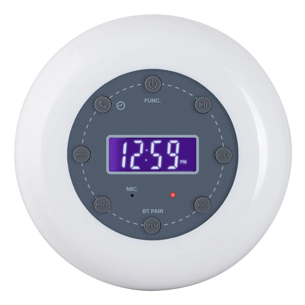 CR-710 Portable for Bluetooth Shower LCD Display Alarm Clock FM Radio Hand-Free Microphone-Built-in Features Made Durable