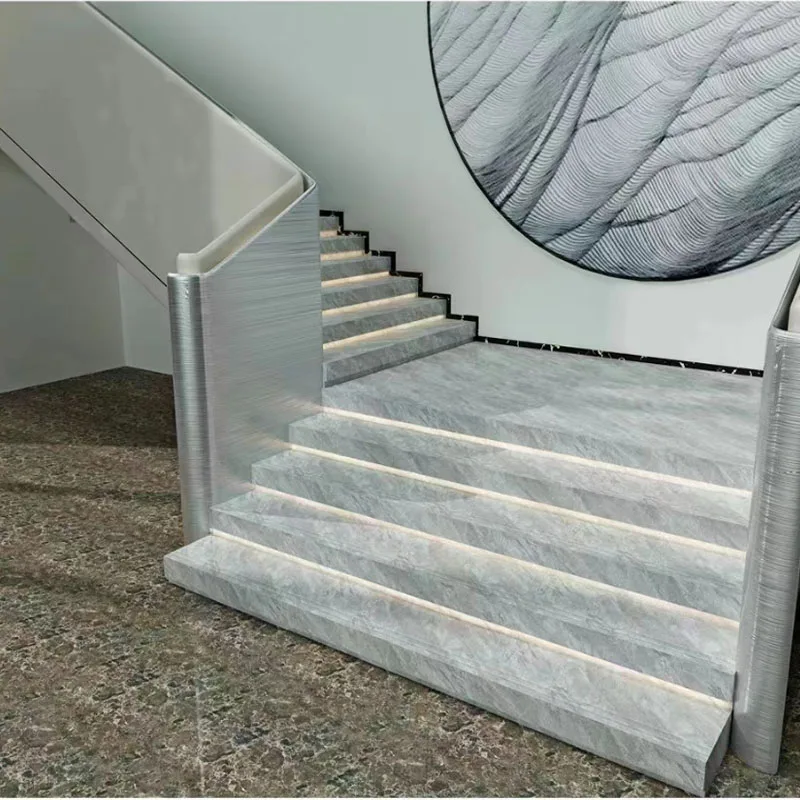 Foshan Factory glossy Ceramic Staircase Step Riser and Stair Treads Tile 1000X470mm 1200x470mm 1350x470mm manufacture