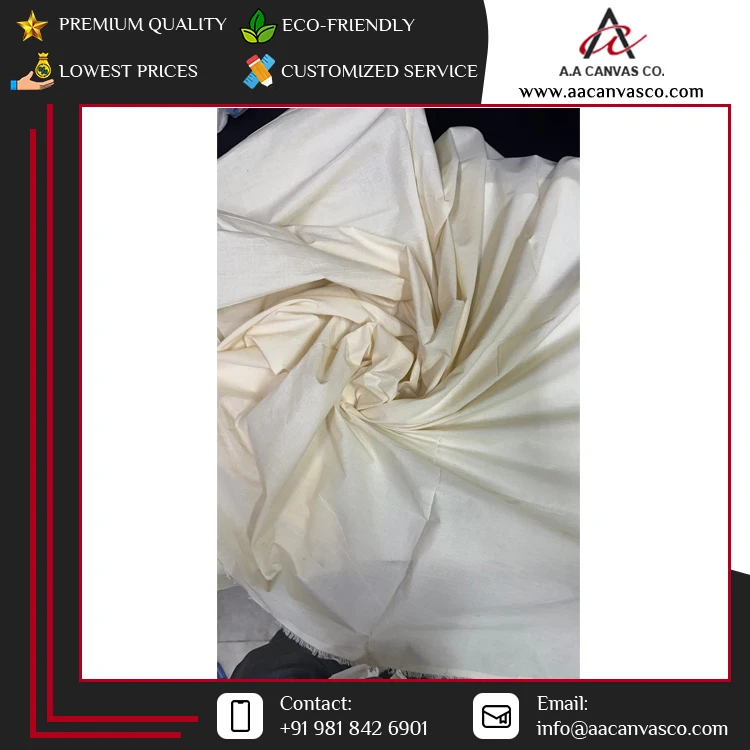 Leading Exporter of Highest Quality Textile Raw Material Lightweight 100% Organic Recycled Muslin Cotton Fabric From India