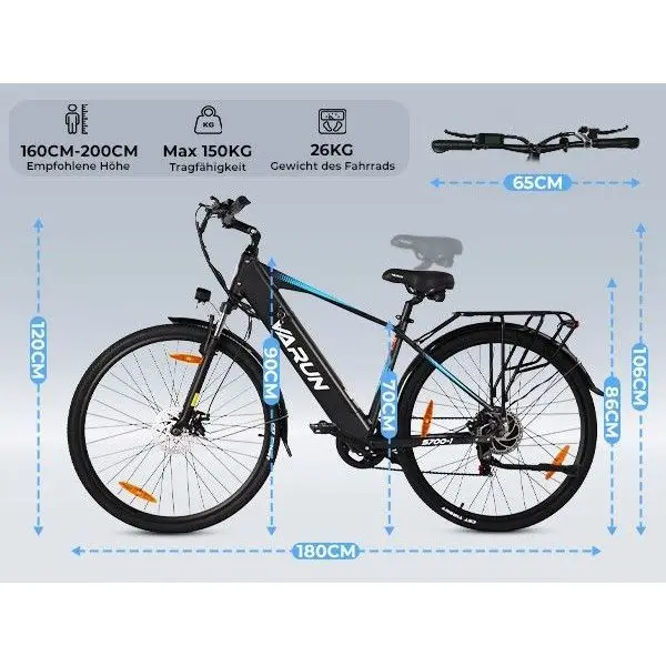 Elektrofahrrad 27,5 x 4 250W Bürstenlosmotor 80Nm Drehmoment 128km Reichweite