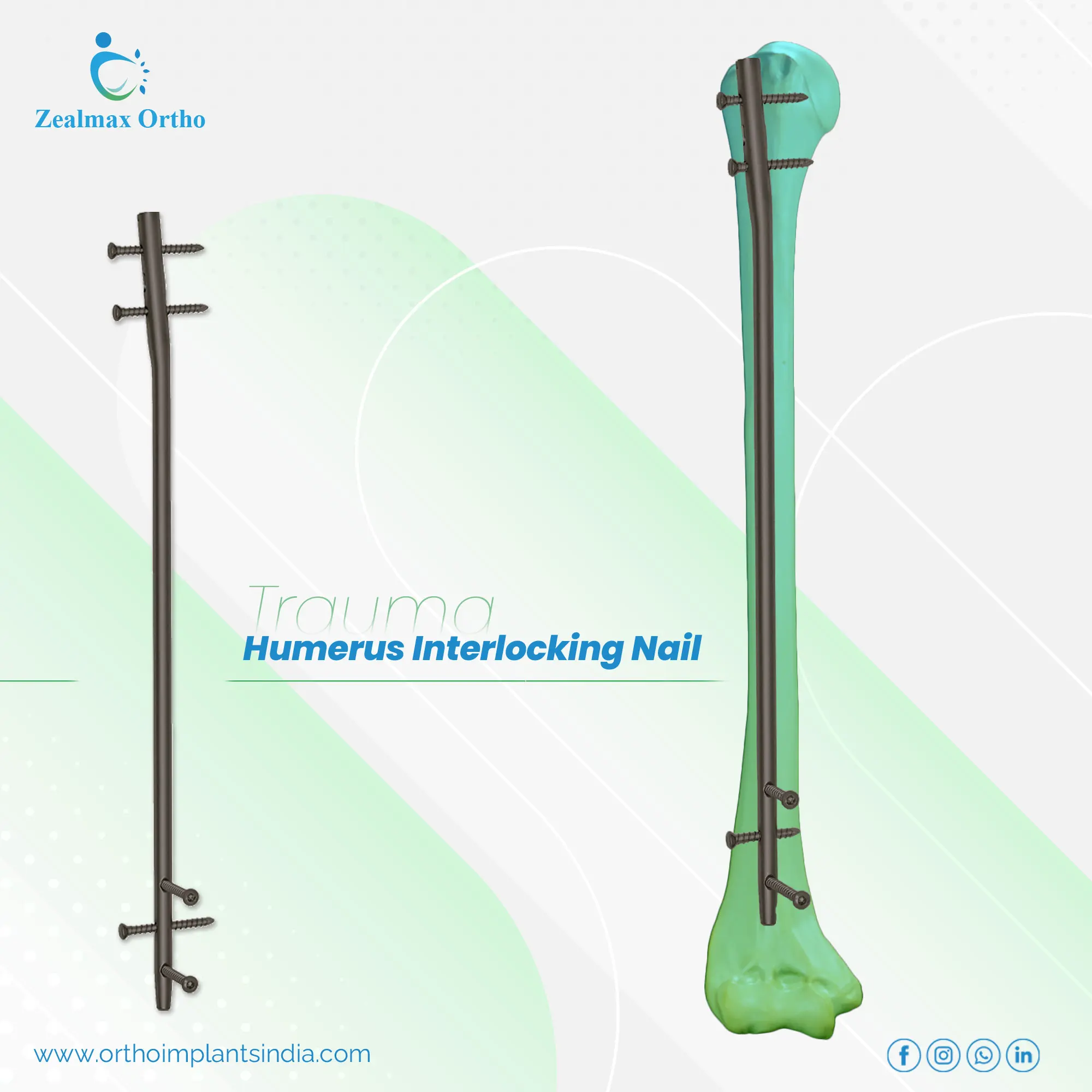 Zealmax Ортопедические имплантаты из чистого титанового материала для кости гумера интрамедуллярные соединительные ногти