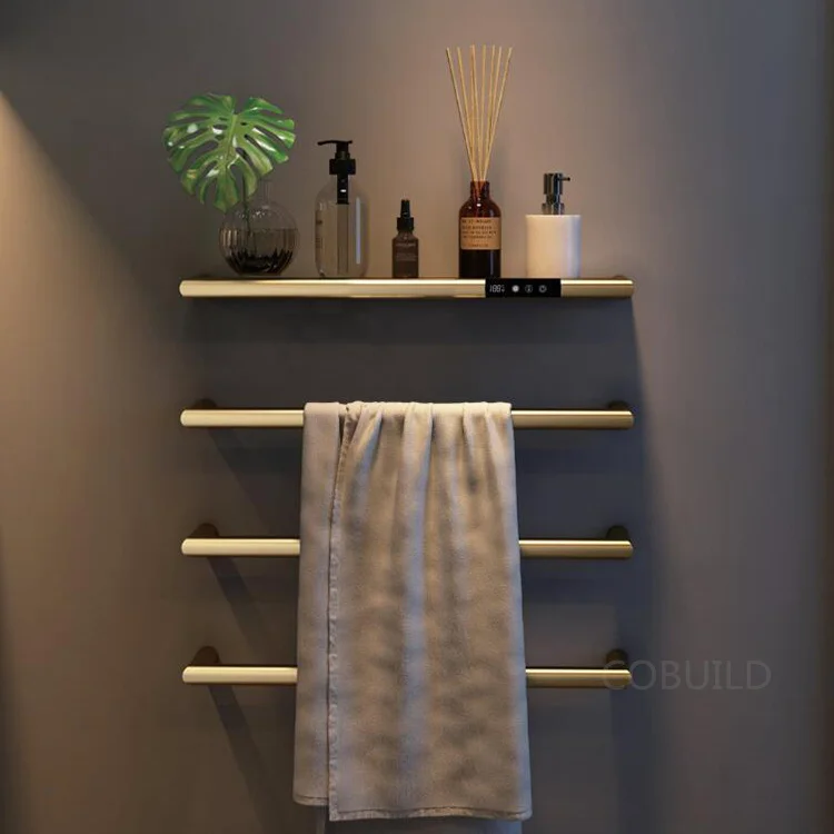 Luxury Home Modern Gold Electric Towel Rail Thermostat 20 Inch Heated