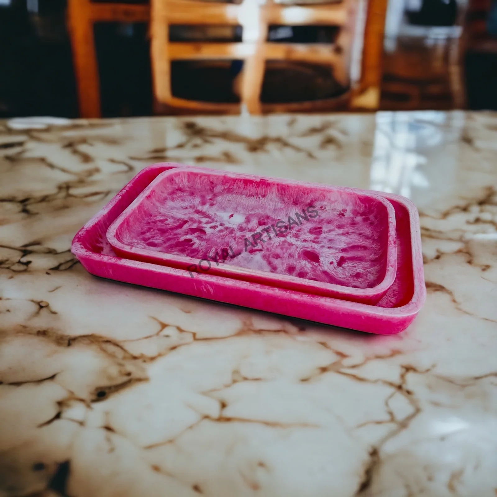 Indian Handmade Custom Color Resin Tray Disposable Breakfast Tray Dishes Plates for Home Kitchen Restaurants Weddings Decor