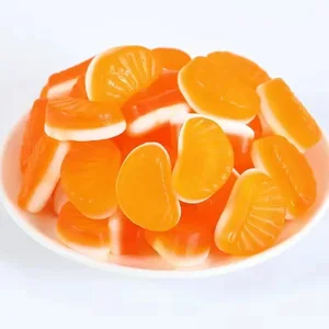 Two-Tone Oil Mixed Gummy Candy with Fruity Orange Flavor