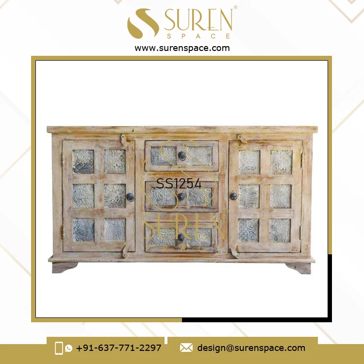 Античный дизайн Высококачественная мебель для столовой белый блок бедствия с принтом уникальная боковая доска индийский деревянный