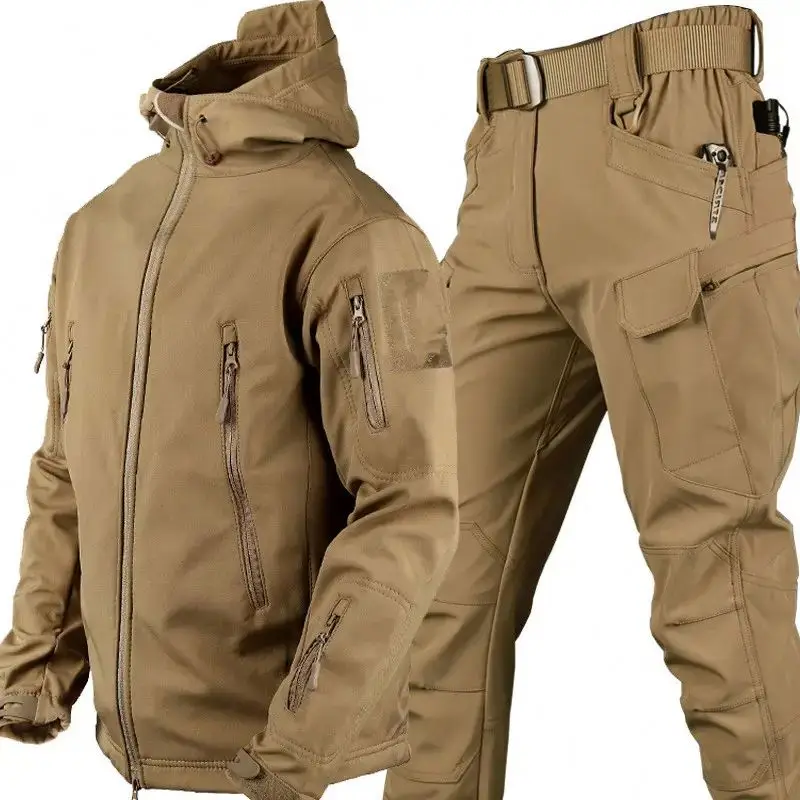 New Camouflage Design Outdoor Uniform Jacket & Pant Breathable & Windproof Fleece Zipper Closure for Autumn Wear
