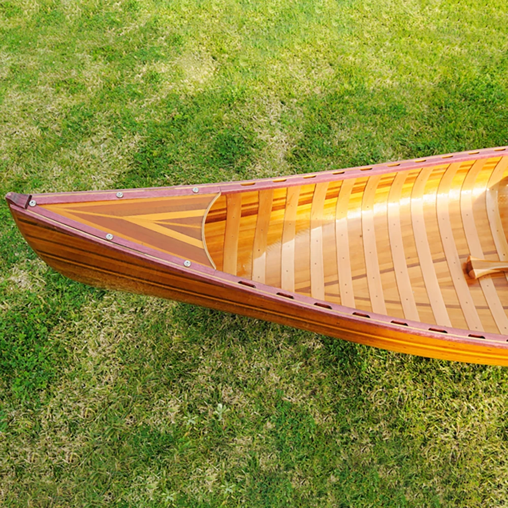 OMH 10ft Wooden Handicraft Kayak with Curved Rib and Bow for Home Nautical Decor and Fishing Display
