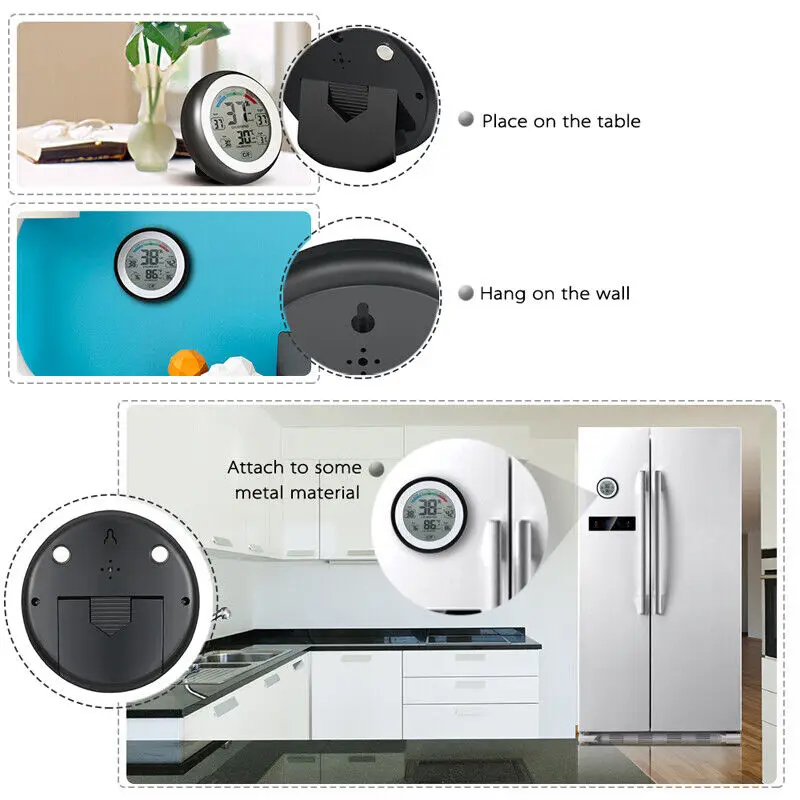 Mini LCD Max Min Value Trend Display Round LCD Electronic Touch Screen Monitor Digital Thermometer Hygrometer