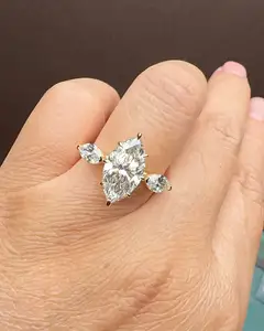 Handmade IGI Certified 3.10 CT Lab Grown Diamond 8-Claw Prong Set Three Stone Engagement Wedding & Anniversary Gift Ring