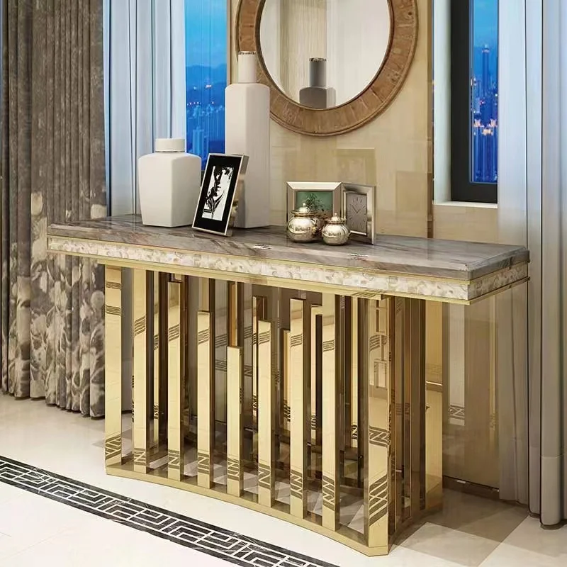 Modern Luxury Gold Stainless Steel Marble Top Or Stone Classical Hotel