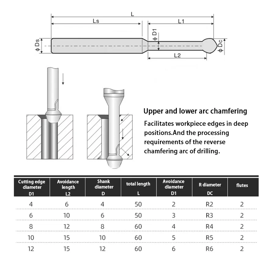 Xcj End Mill Carbide Coated Lollipop Ball Cutter Face Milling Cutter ...