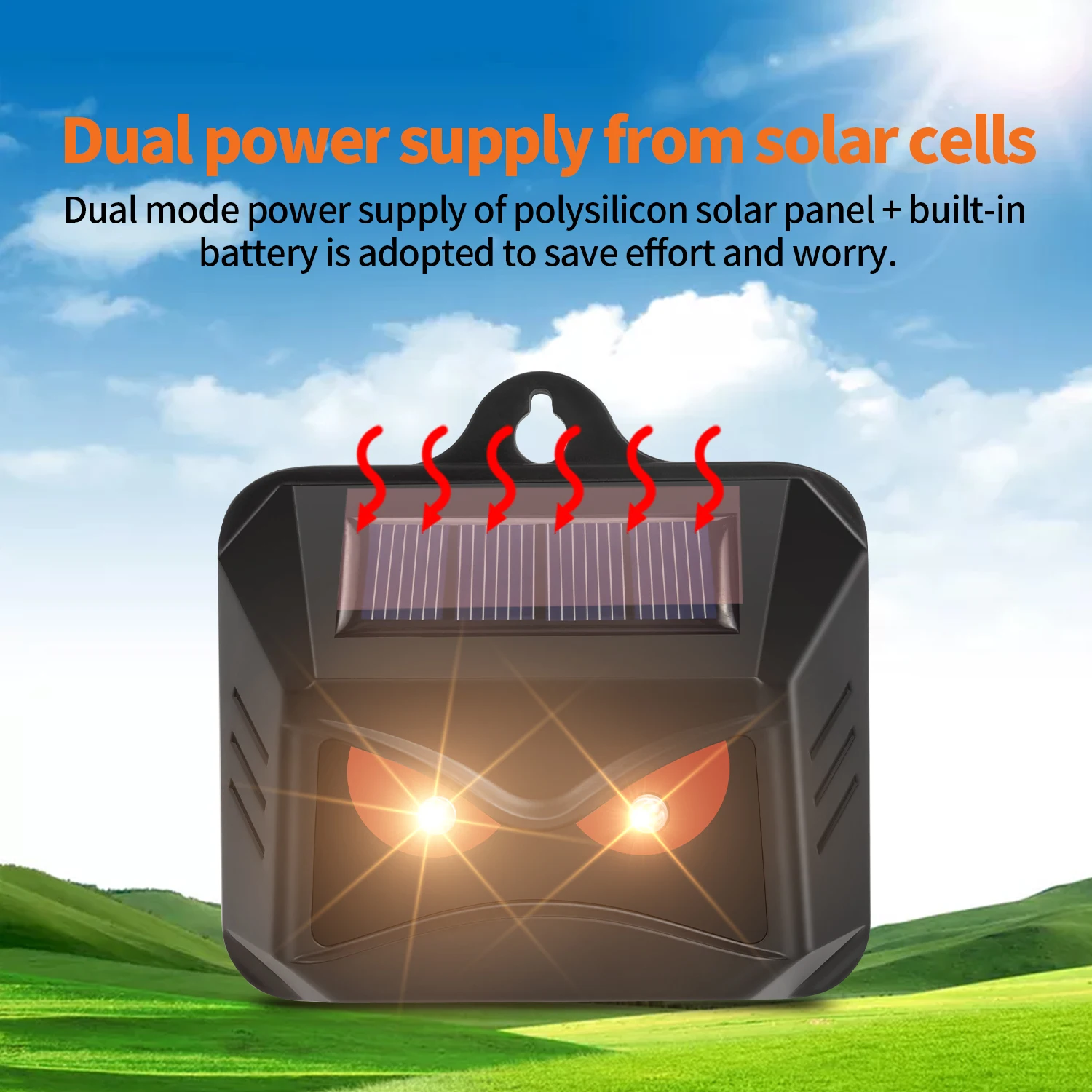 Animal  Deterrent Devices With Red LED Lights Solar Powered Predator Eye Nighttime Animal Repeller Solar Animal Deterrent