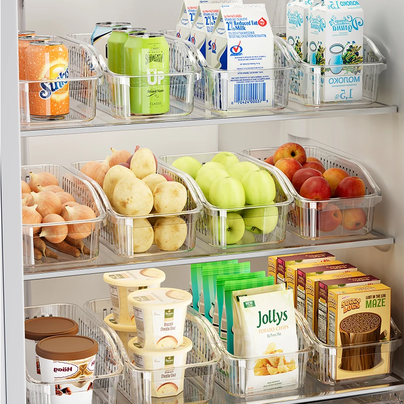 WANUO Clear Refrigerator Organizer Bins Fridge Storage Baskets Clear Fridge Food Organizer Bins