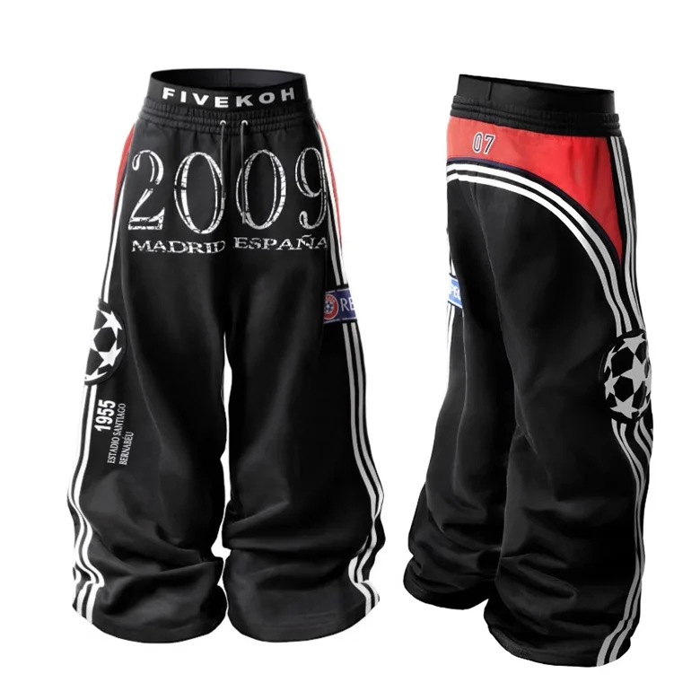 Custom Wide Leg Jogging Hop Letter Striped Double Waist Design Street Casual Y2k Harajuku Gothic Couple high quality streetwear