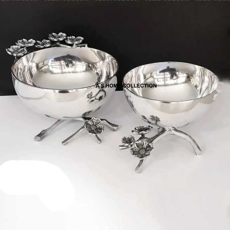 Enamel Color White and Golden Plating Unique Shape Bowl Wedding Party Decoration Metal Nuts and Dry Fruit Pistachio Serving Bowl