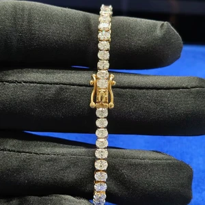 925 Silver Tennis Bracelet Women 7 Carat Oval Cut Moissanite 50 Stones VVS Claw Set Fine Chain Link Classic Party Accessory