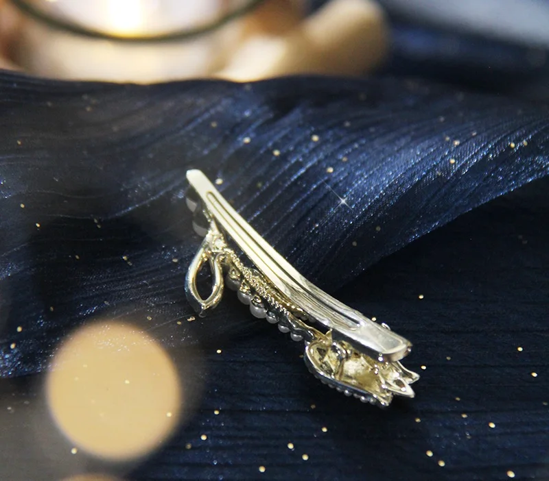 Женские Ювелирные изделия заколка для волос из сплава с цветком тюльпана и жемчугом со стразами женская новая летняя боковая челка зажим