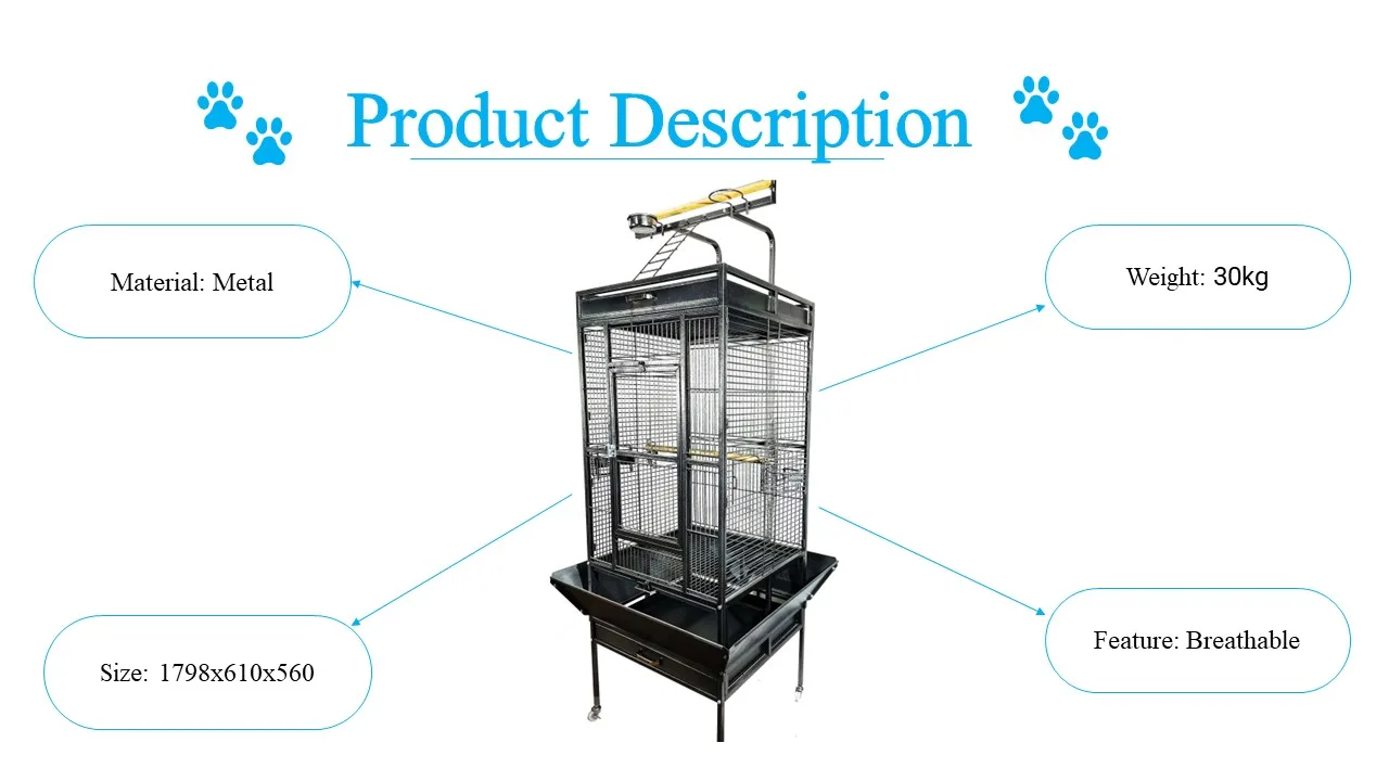 Large Size Wire Mesh Black Aviary Outdoor Parrot Breeding Bird Cage