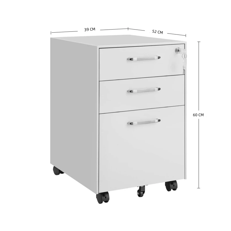 Mobile 3 Drawer Metal Mobile Cabinet Rolling Pedestal Sidetable Movable ...