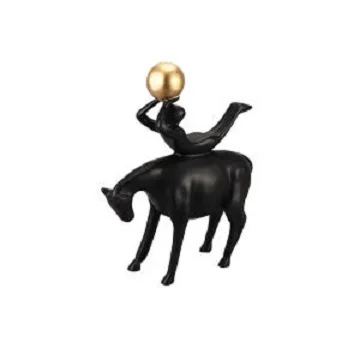 Sculpture Rhino and Man Style Handmade Brass Aluminum Sculptures Abstract Decoration bar Figurines Sculpture
