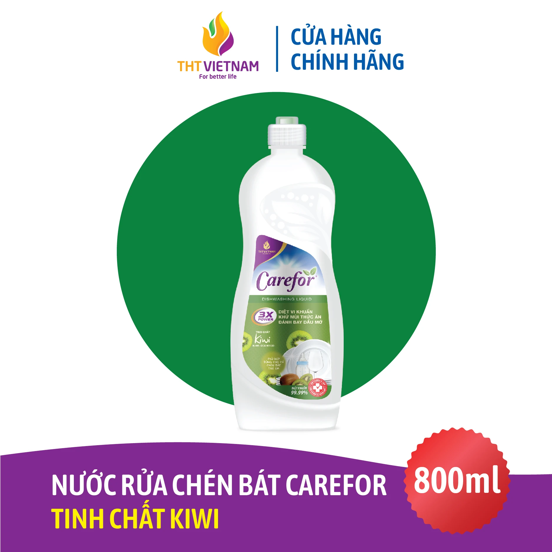 Carefor Dishwashing Liquid 800ml Natural Ingredients Deodorizing