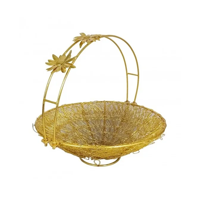 Hot Sales Metal Mesh Hamper Basket With Gold Plated For Home At Cheap