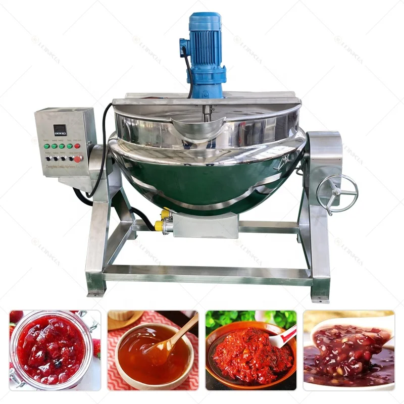 100L 300L 500L Industrial Steam/gas/electric Jacketed Cooking Kettle Cooking Mixer Pot Jacket Kettle With Agitator