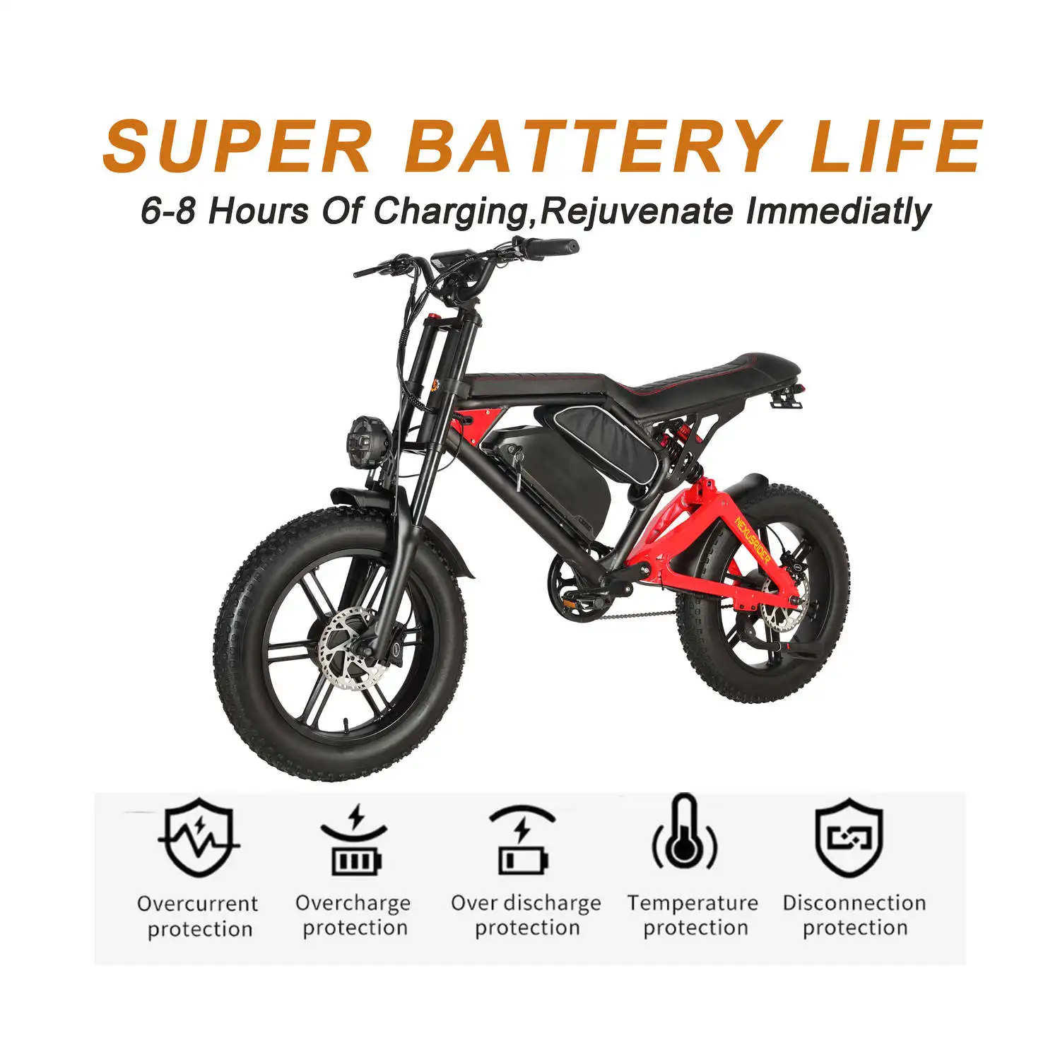 Nexusrider ThunderStrike Dual Motor Super Power Ebike Black Red 2000W 48V 22.4Ah