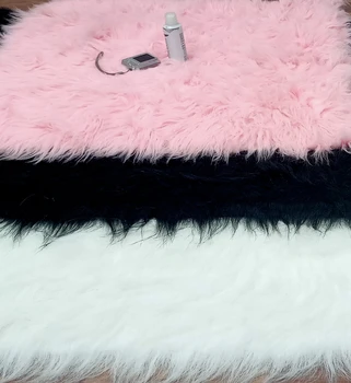 Hot Sale Customized Square Faux Fur Fake Sheepskin Shaggy High Pile Area Rugs White Pink Black color Faux Fur Carpet