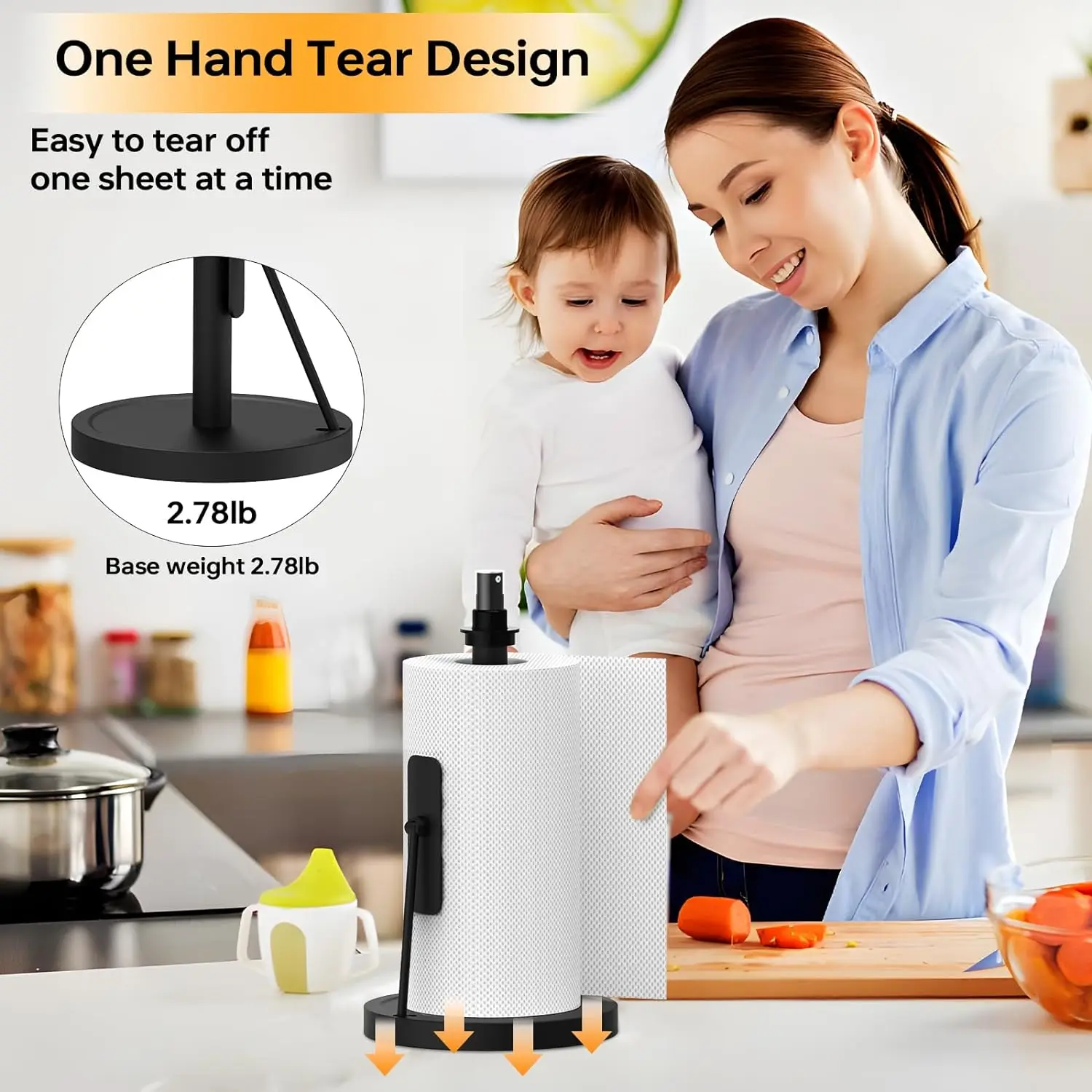 2 in 1 Paper Towel Holder with Spray Bottle Paper Towel Holder Countertop for Kitchen and Bathroom