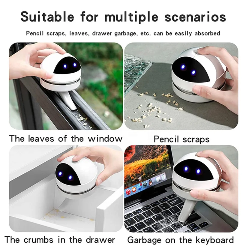 M19 Desktop Vacuum Cleaner Mini Handheld Keyboard Cleaner 1200mAh Gap Sweeper Dust Removal Students Pencil Shavings Cleaning