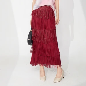 Direct From the Factory Women's Elegant Skirt Design High Quality Stretch Tassel Skirt Summer