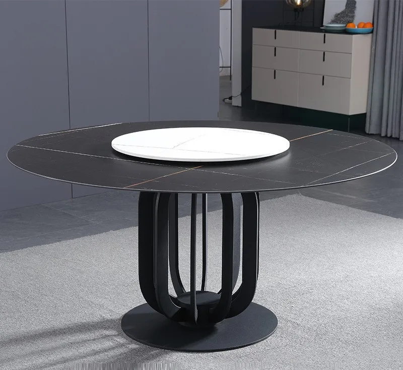 Modern Nordic Luxury Dining Room Furniture Geometric Pedestal Base