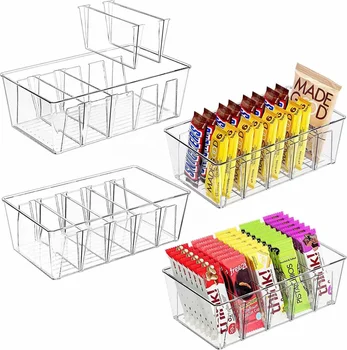 Transparent Plastic Storage Box with Removable Compartments Injection Technics for Kitchen Bedroom Table Top Cabinet Stacking