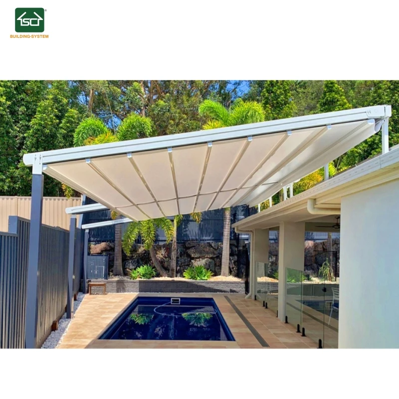Outdoor Opening Gazebo Automatic PVC Pergola Systems Metal Garage Patio Awning Retractable Roof Shade