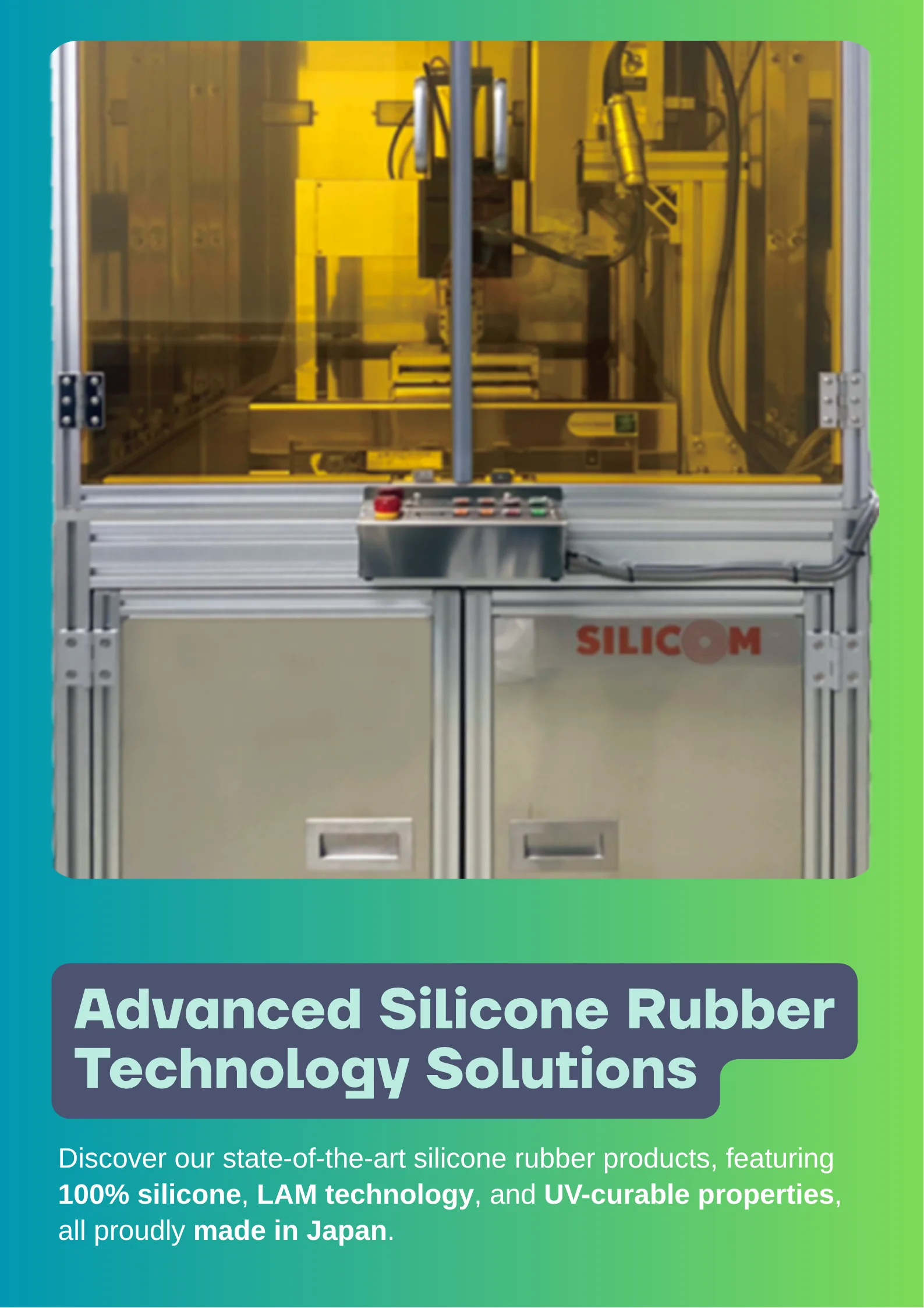 Silicone Rubber 3d Printer LAM Method UV Curing System AI-engine Made in Japan Medical Parts Flexible Parts Hardness 30A40A50A