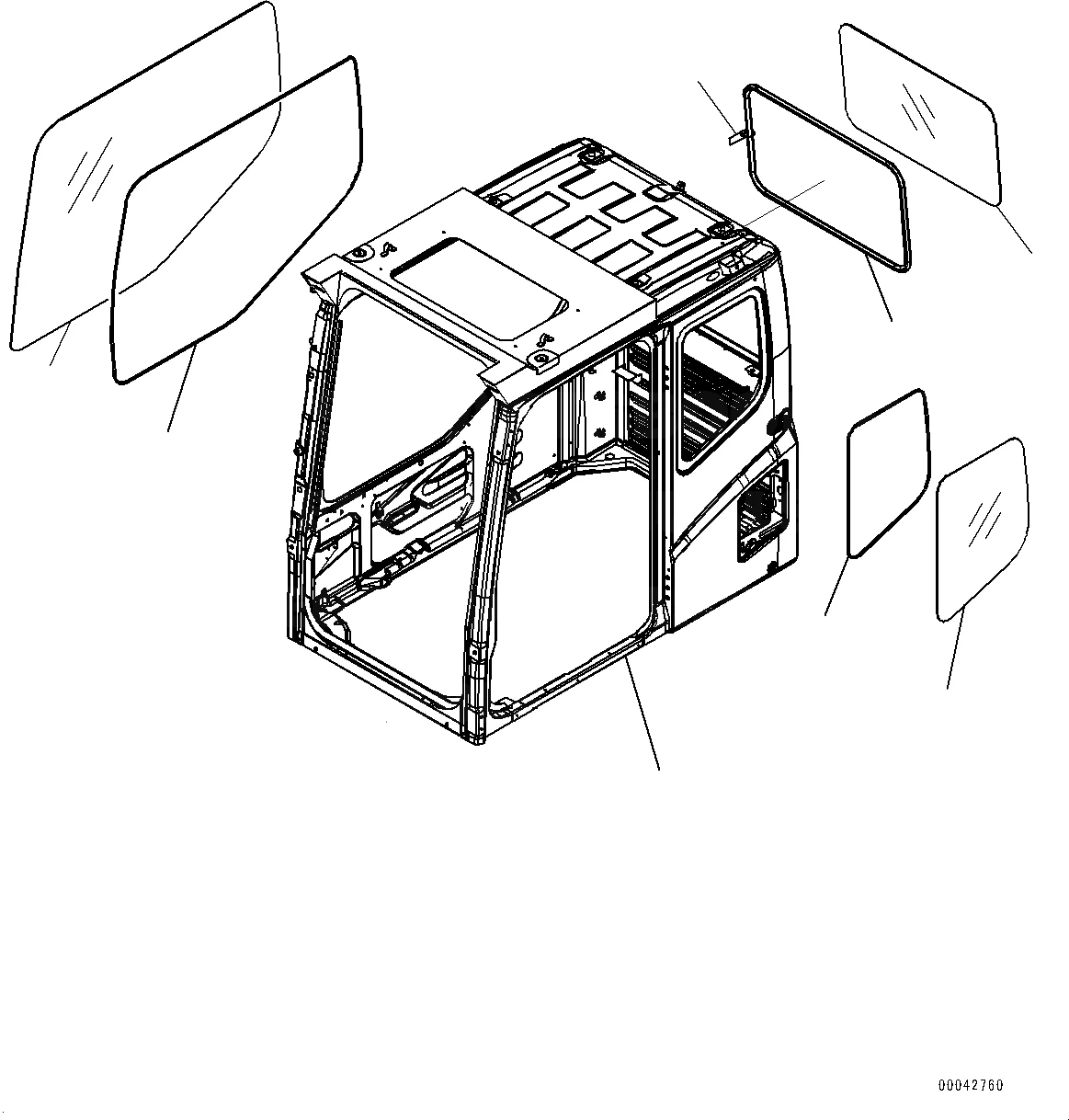 Excavator Front Glass for Hitachi ZX55, ZX60, ZX70, ZX120, ZX130, ZX200 ...