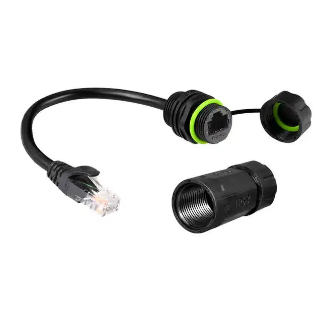 Heavy-Duty IP68 Panel Mount RJ45 CAT6 Ethernet Connector Copper Wire Contact Waterproof for Marine Outdoor & Industrial Use