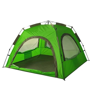 Green 3-4 Person Automatic Camping Tent with External Tube Frame Single Layer Outdoor Shelter