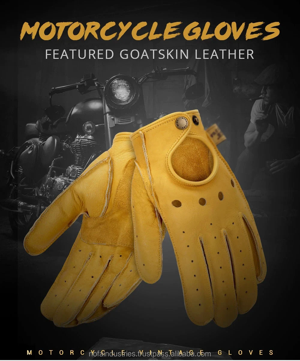 Мотоциклетные Перчатки из натуральной кожи, летние перчатки для езды на мотоцикле, с закрытыми пальцами, для сенсорных экранов, в стиле ретро