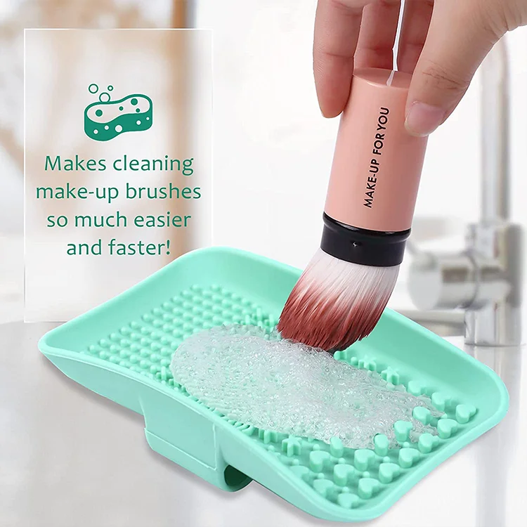 Square Silicone Make Up Brush Cleaner Reusable Makeup Brush Cleaner Mat