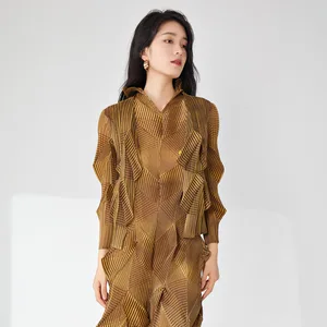 Miyake Jacket Spring New Style One Button Irregular Cardigan Design Women's Casual Jacket Top