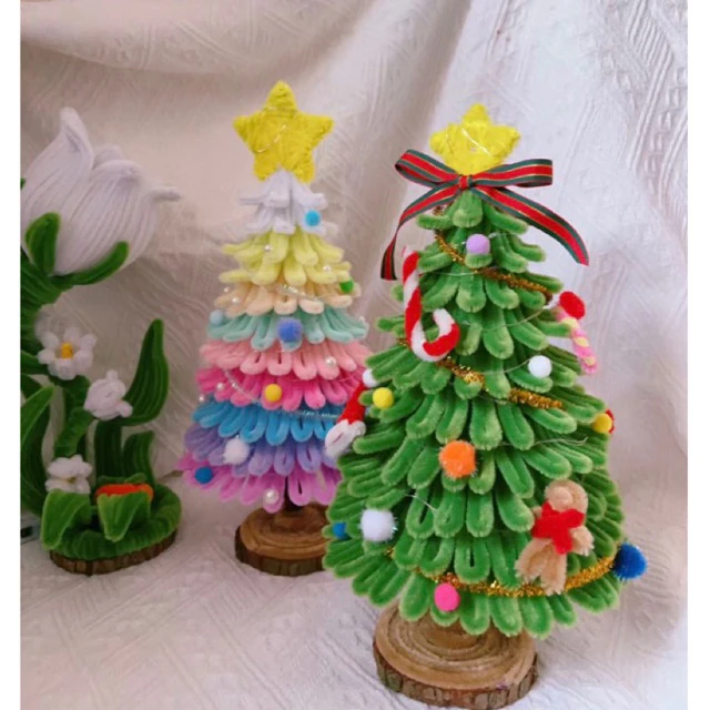 ハンドメイドクリスマスツリー｜ピンク・グリーン装飾用ギフト