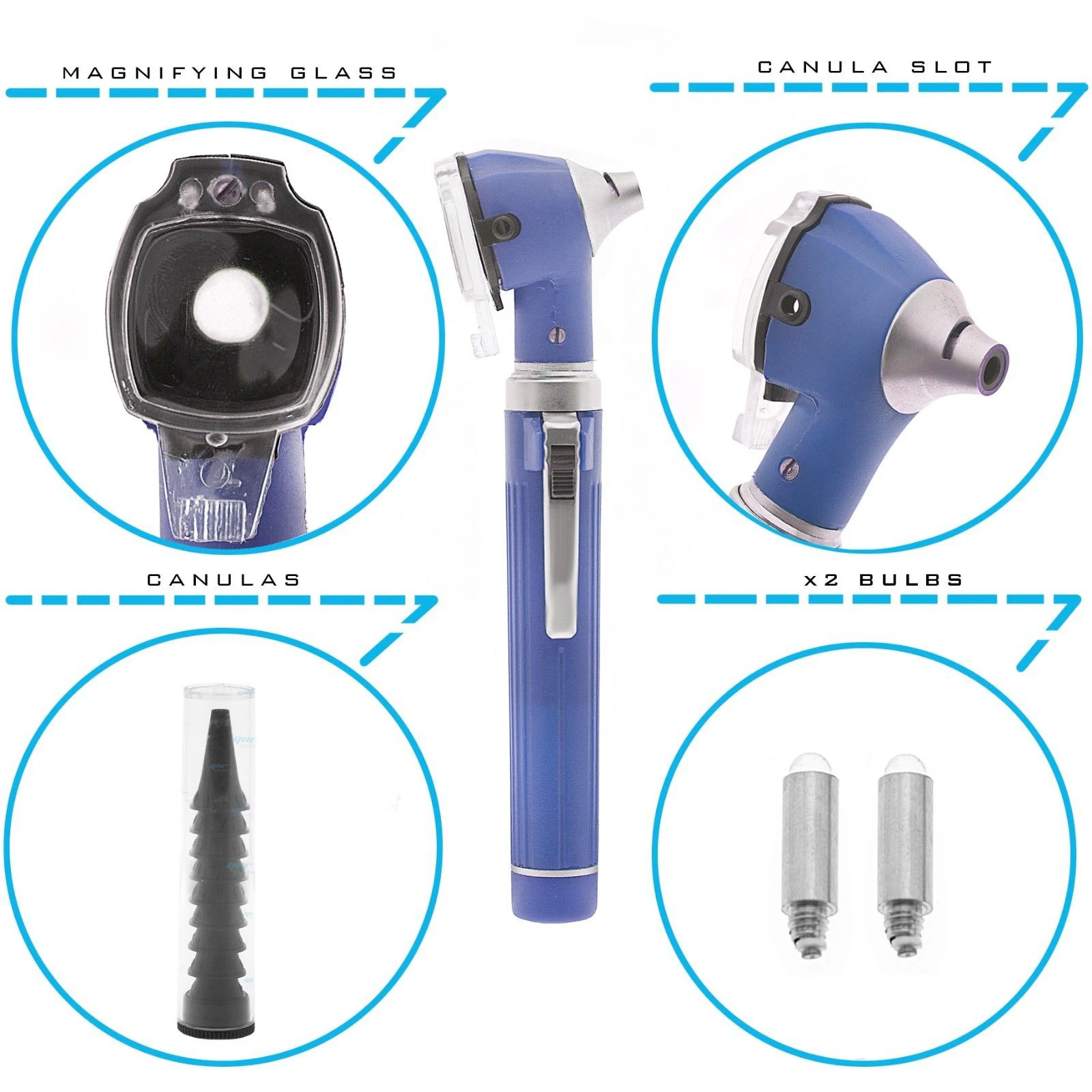 Mini Pocket Otoscope Manual Power Source Fiber Optic Medical Examination with LED for Ear Scope Examination