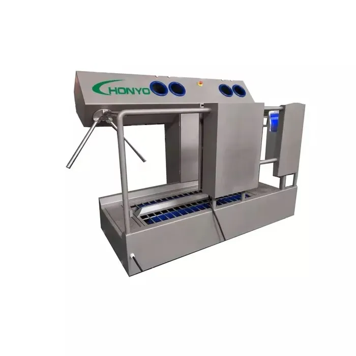 Stainless steel handheld boot washing machine designed to industrial hygiene standards