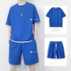 A12 Waffle Shorts Set Colorful Blue
