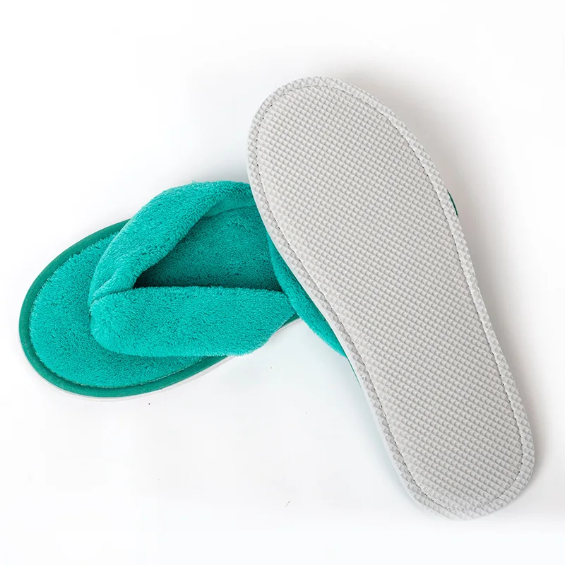 Sustainable Eco Friendly Luxury Green Coral Fleece Flip Flops